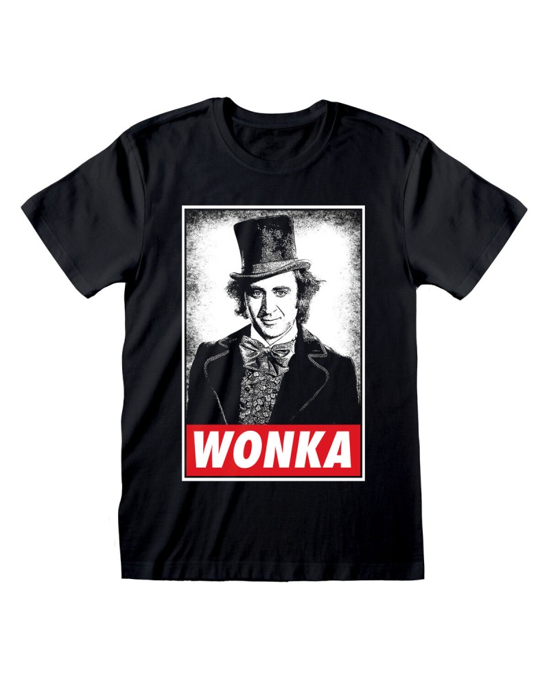 Willy Wonka Maglia Nera Unisex - Maniche Corte, Logo Wonka Originale