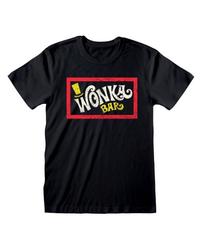 Camiseta Willy Wonka Bar Negra Unisex Manga Corta - Talla Adulto
