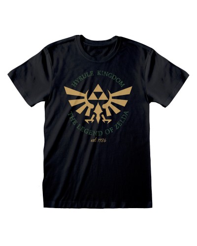 Uniseks T-Shirt met Korte Mouwen The Legend of Zelda Hyrule Kingdom Crest Zwart