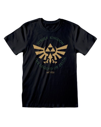 Unisex Kurzarm-T-Shirt The Legend of Zelda Hyrule Kingdom Crest Schwarz