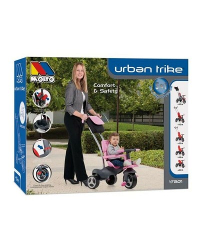 Tricycle Moltó Urban Trike Rose 98cm - Poignée & Pédales Antidérapantes
