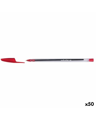 Molin BC188 Stylo Bille Rouge 1mm - Paquet de 50 Pièces - Écriture Fluide
