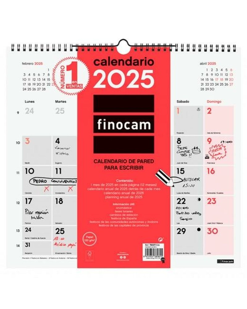 Wandkalender Finocam Papier 2025 34 x 32 cm