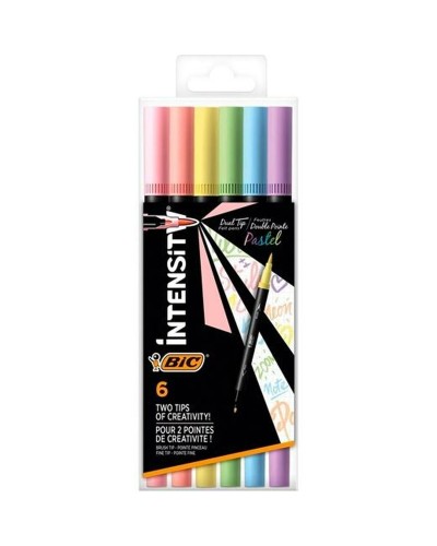 Bic Intensity Dual Tip - Set de 6 Marqueurs Multicolores Gâteau - Double Pointe
