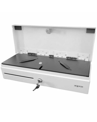 Approx appCASH02FLIPTOPWH : Boîte de collecte de fonds avec couvercle rabattable - Blanc
