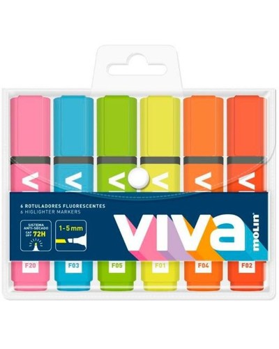 Molin VIVA Textmarker Multicolor - 6er Set - Perfekt für Studium und Büro
