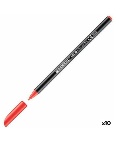Edding 1200 Rosso - Pennarelli Colorati Punta Fine - Set 10 Unità
