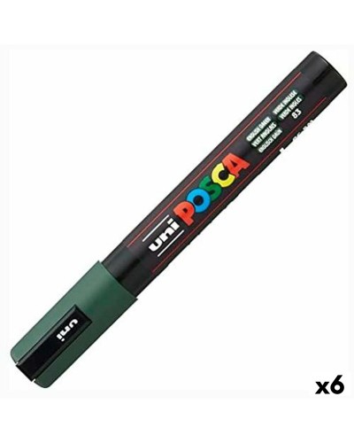 Marqueur Acrylique POSCA PC-5M Vert Foncé - Pointe Moyenne 1.8-2.5mm - Set 6 Pièces
