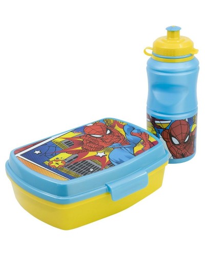 Spider-Man Lunch Box + 380ml Bottle, 17cm - School Snack Container
