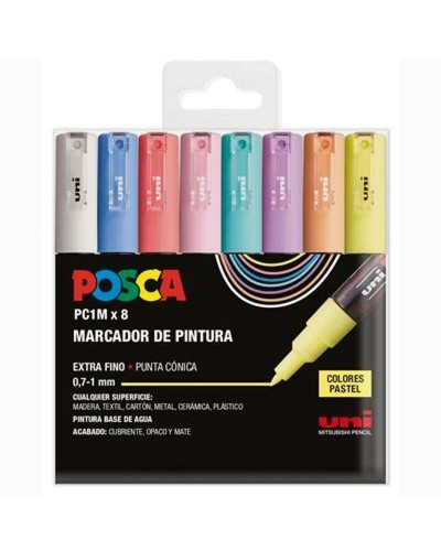 POSCA PC-1M Acrylmarker Set 8 Kuchen, Feine Spitze 0.9-1.3mm, Kreative Malerei
