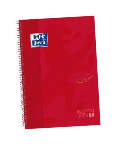 Oxford Europeanbook 1 Write&Erase Rosso Scuro A4+ - Quaderno ad Anelli, 80 Pagine
