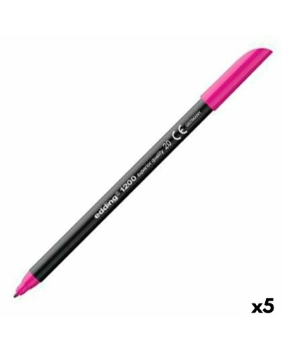 Edding 1200 Magenta - Rotuladores de Color Punta Fina - Set de 5 Unidades
