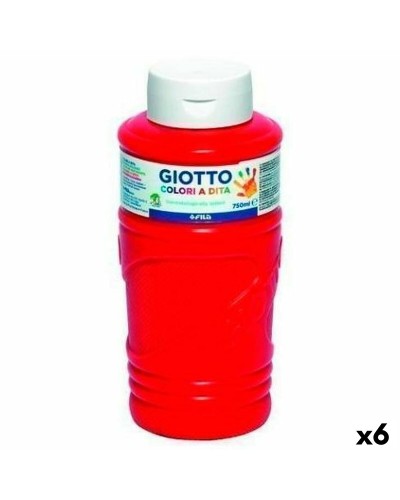 Giotto Pintura de Dedos Rojo 750ml - Set 6 Unidades - Pintura No Tóxica para Niños
