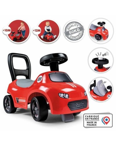 Smoby Porteur 2 en 1 Noir Rouge : Premiers Pas et Amusement !
