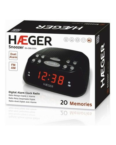 Haeger RA-06B Radiowecker Schwarz - LED-Anzeige, Alarm, UKW-Radio
