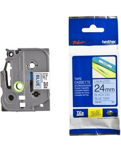 Nastro Laminato per Etichettatrici Brother TZE-551 24 mm x 8 m Nero/Blu