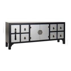 TV-tafel met Laden DKD Home Decor Spar Zilverkleurig Zwart Hout MDF 130 x 24 x 51 cm