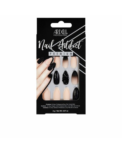 Ardell Nail Addict: Black Studded & Pink Ombre False Nails - 24 Pcs. Glam Look!
