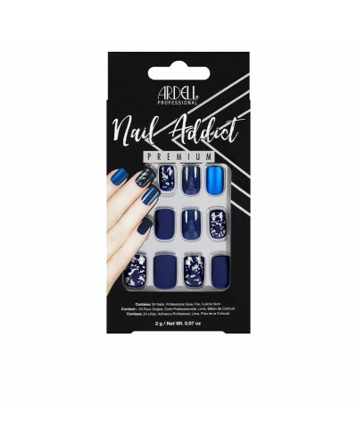 Ardell Nail Addict Matte Blue False Nails - 24 Pcs - Easy to Apply
