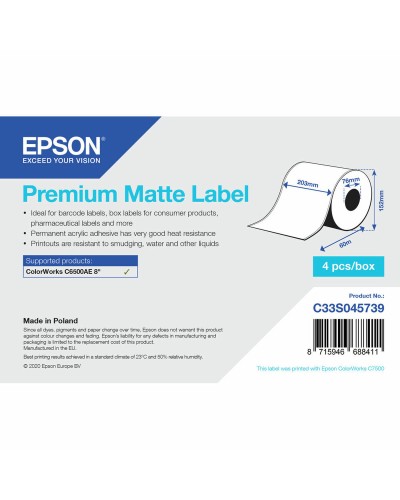 Etiketter till Skrivare Epson C33S045739 Vit Ø 76,2 mm (1 antal) (18 antal)