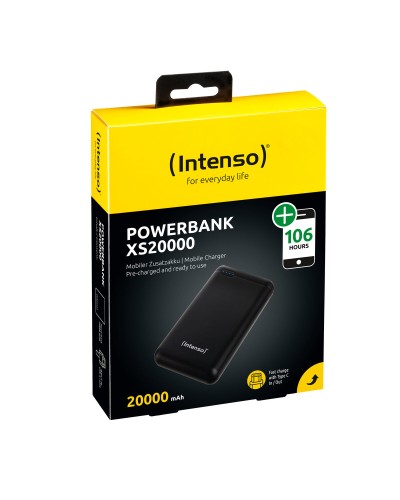 Intenso XS20000 Powerbank Schwarz 20000mAh - Schnelles portables Aufladen
