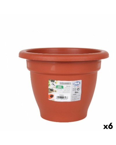 Pots Vases Carrés Ronds Marron de 20 x 20 x 15 cm (Lot de 6)
