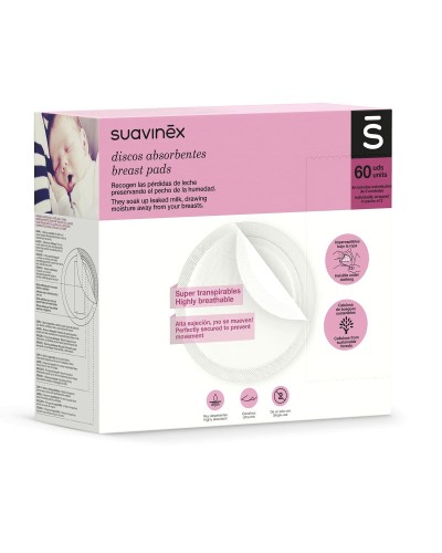 Suavinex Breast Pads - Absorbent, Breathable, 60 Units
