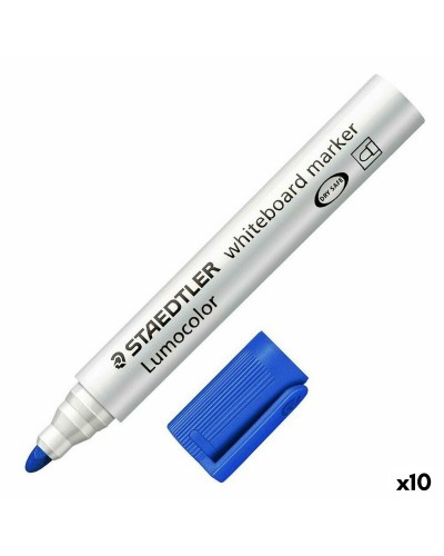 Staedtler Lumocolor Marqueurs pour Tableau Blanc - Bleu Clair/Blanc, Pointe Ronde, Set de 10
