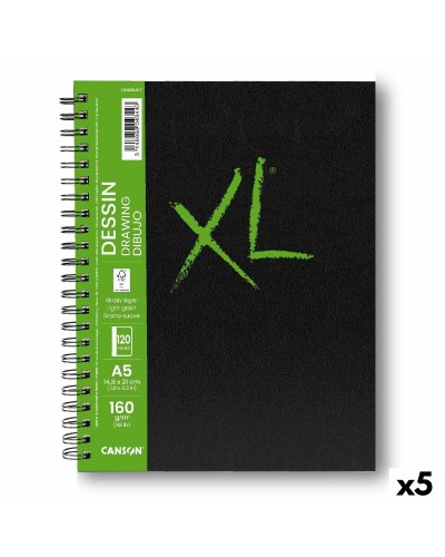 Ritblock Canson XL Drawing Vit A5 5 antal 60 Blad 160 g/m2 148 x 210 mm