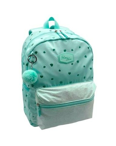 School Bag Blin-Blin Mint 42 x 31 x 14 cm Hearts