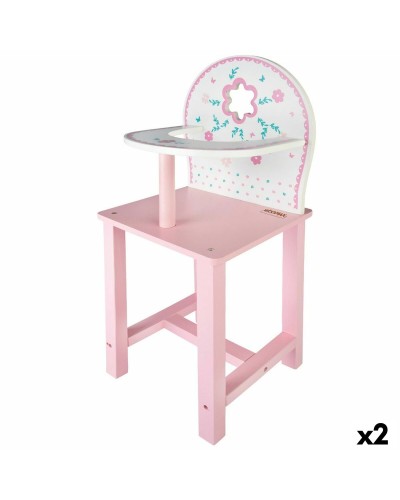 Woomax Chaise Haute Poupées - 25x55x20cm, Blanc & Rose, Lot de 2 - Jeu de Rôle
