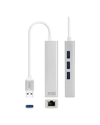 Conversor USB 3.0 a Gigabit Ethernet NANOCABLE 10.03.0403 Plateado