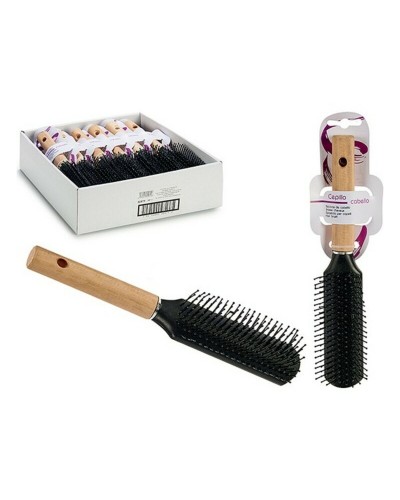Brosse à Cheveux Bois Noir et Marron - Soies en Plastique Professionnelles
