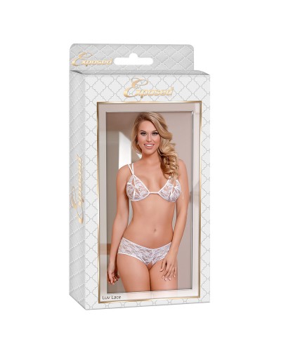 Lingerie Exposed Weiß S/M - Sexy Damen Dessous Set - Unterwäsche
