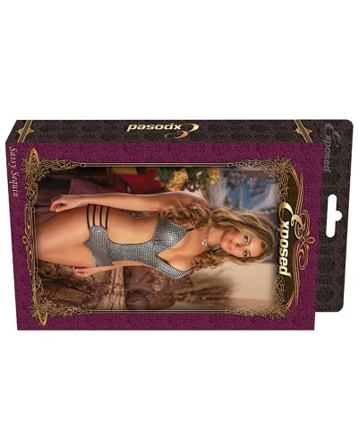 Body Exposed Nero Argentato L/XL - Intimo Sensuale Festa Sexy
