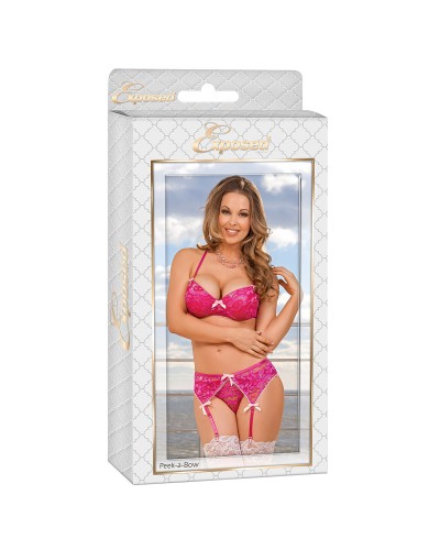 Exposed Set Lingerie Rosa S/M - Completo Intimo Sexy Donna
