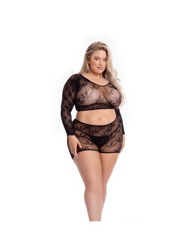 Dessous Pink Lipstick Schwarz (L) - Elegantes Damenwäscheset
