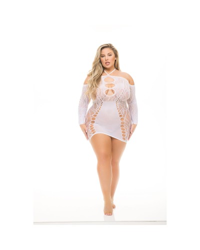 Pink Lipstick Dress White Size L - Elegant & Casual
