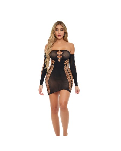 Pintalabios Rosa Vestido Negro Talla Única - Vestido Elegante Mujer
