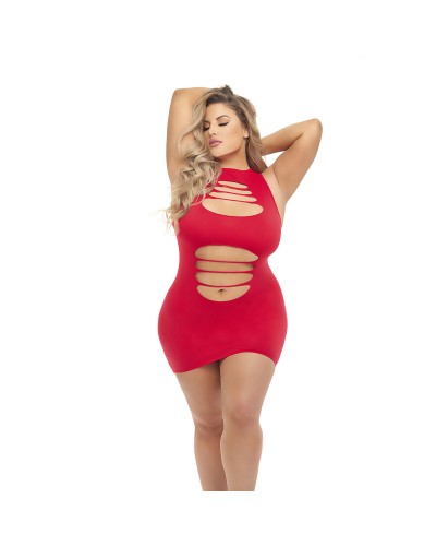 Queen Size Vestito Rosso Pink Lipstick - Elegante & Comodo
