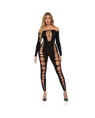 Bodystocking Pink Lipstick Zwart (Één maat)