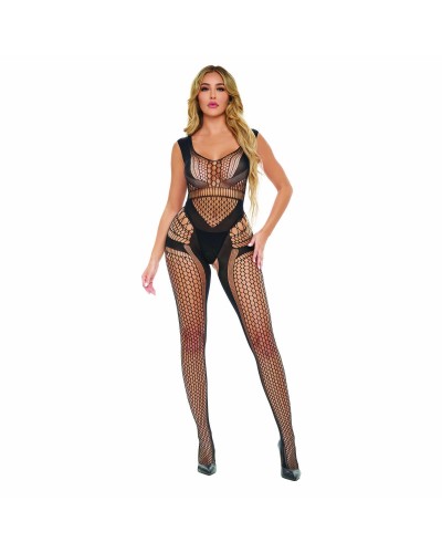 Bodystocking Pink Lipstick Zwart (Één maat)