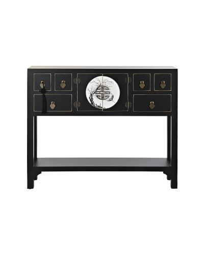 Sivupöytä DKD Home Decor 95 x 26 x 79 cm Kuusi Musta Kullattu Metalli Valkoinen Puu MDF