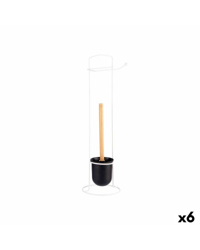 Portarotolo Carta Igienica Bianco Metallo&Bambù, 6 Unità, 17 x 57 x 16,5 cm