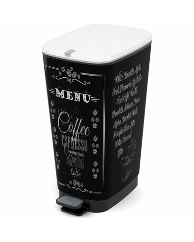 Afvalemmer met Pedaal KIS CHIC Coffee Motif Zwart 50 L