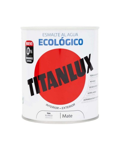 Esmalte Acrílico Titanlux Ecológico 250 ml, Blanco Mate, Excelente Cubrición
