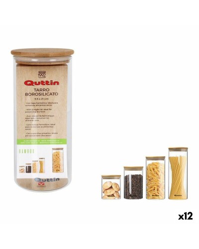 Purkki Quttin Bamboo Borosilikaattilasi Silikoni 1,25 L 10,2 x 22,8 cm (12 osaa) (9,5 x 21 cm)