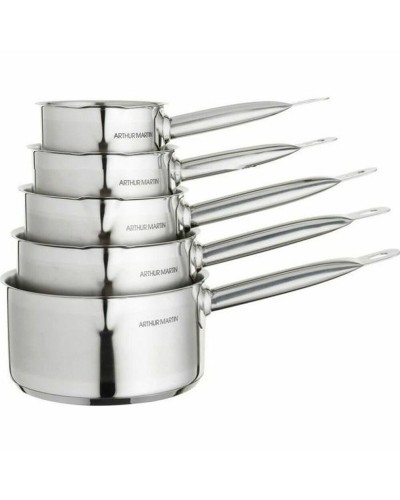 Pentolame in Acciaio Inox Arthur Martin Argentato, Set 5 Pezzi per Cucinare