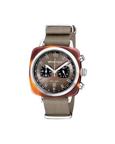 Briston Clubmaster Classic: Reloj de Hombre Acero Carey, Esfera Negra
