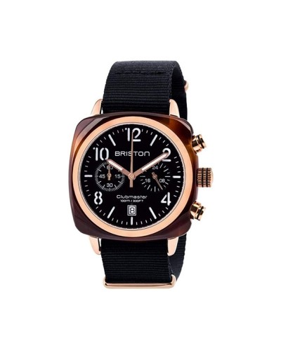 Briston Clubmaster Classic: Herrenuhr Schildpattbraun, Schwarzer Stahl
